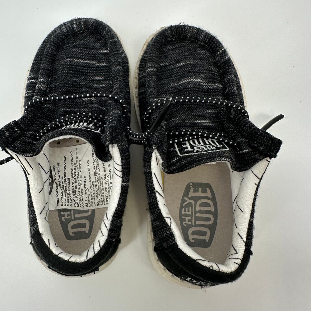 Hey Dude Wally Toddler Stretch Black White Slip On Lightweight Sneaker K7 - Picture 7 of 11